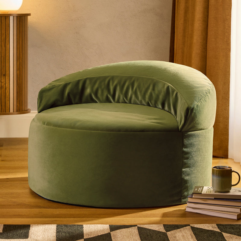 Orb Velvet Accent Chair Bean Bag - Olive Green