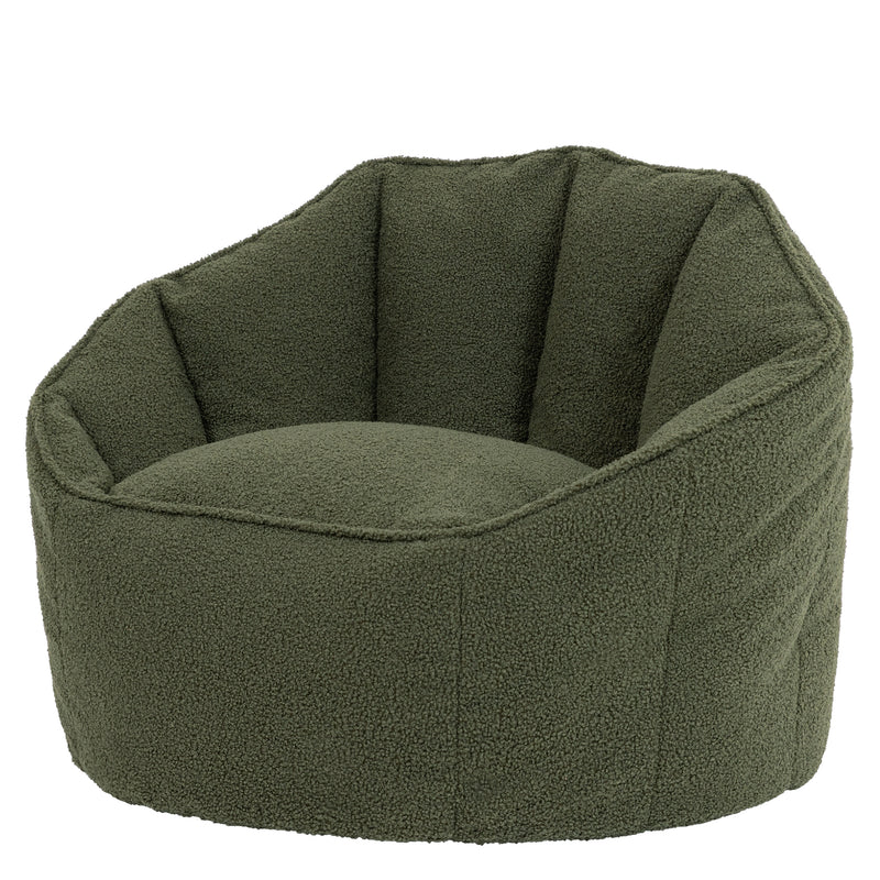 Sirena Bouclé Bean Bag Accent Chair - Olive Green