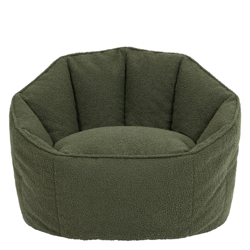 Sirena Bouclé Bean Bag Accent Chair - Olive Green