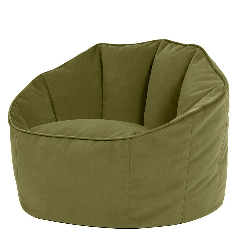 Sirena Velvet Bean Bag Accent Chair - Olive Green