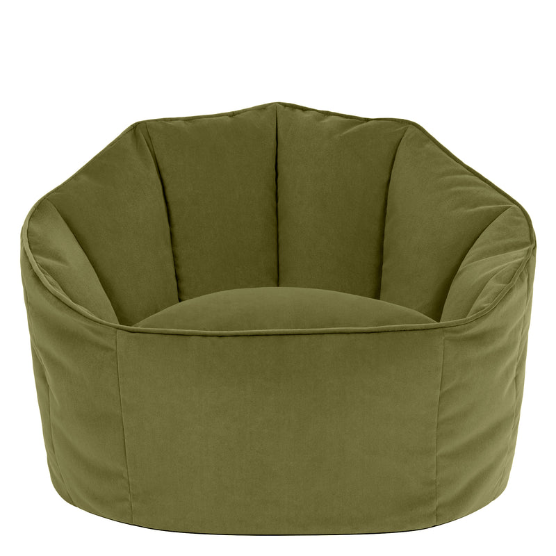 Sirena Velvet Bean Bag Accent Chair - Olive Green