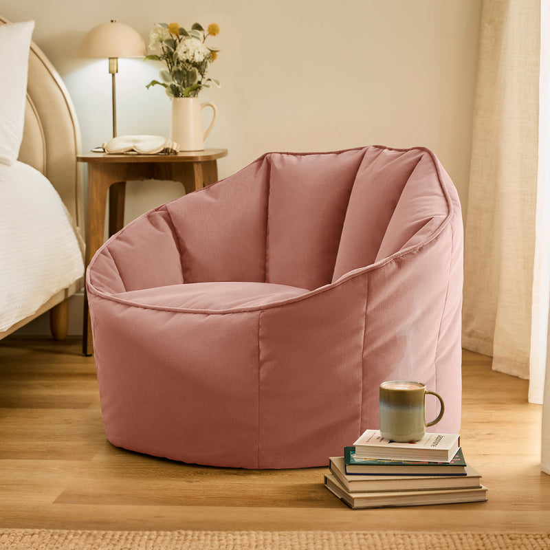 Sirena Velvet Bean Bag Accent Chair - Dawn Pink