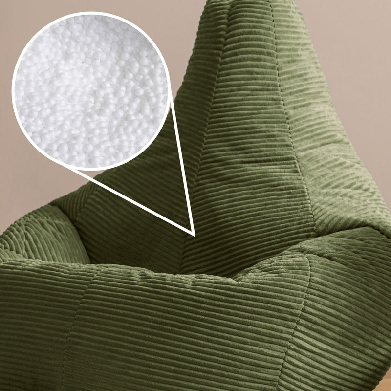Dalton XL Cord Recliner Bean Bag - Sage Green