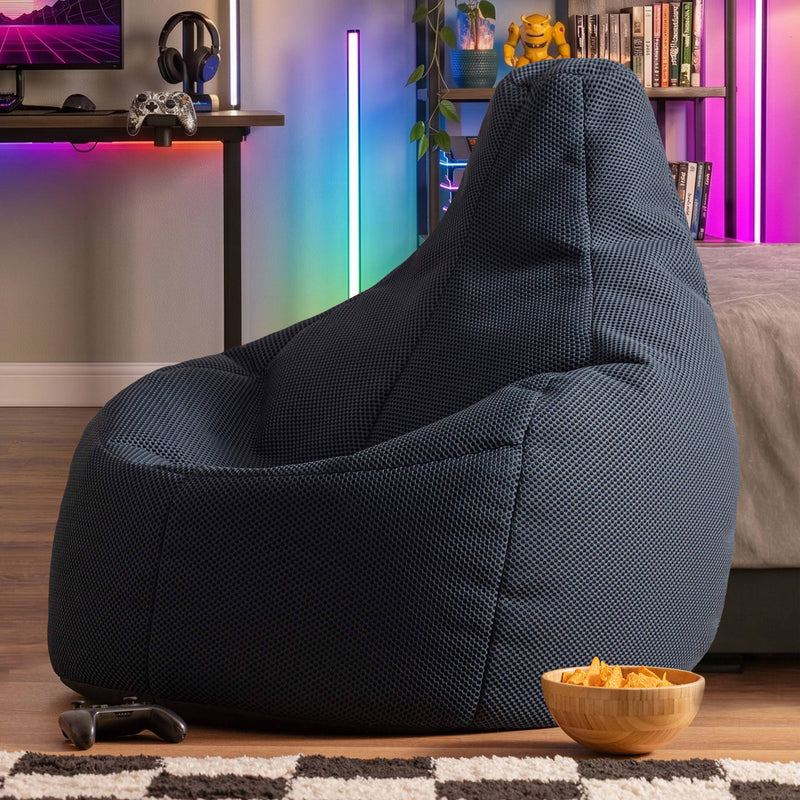 Gaming Performance Mesh XL Recliner Bean Bag - Navy Blue