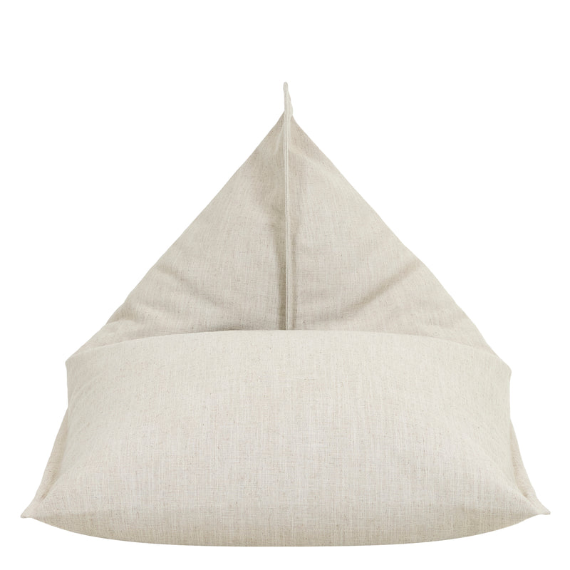 Rocco Linen and Faux Leather Lounger Bean Bag - Natural/Tan