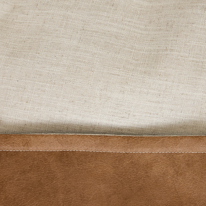 Rocco Linen and Faux Leather Lounger Bean Bag - Natural/Tan