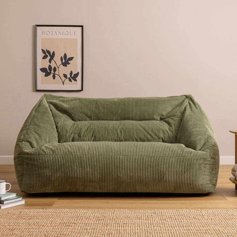 Cecilia Jumbo Cord Bean Bag Sofa - Sage Green