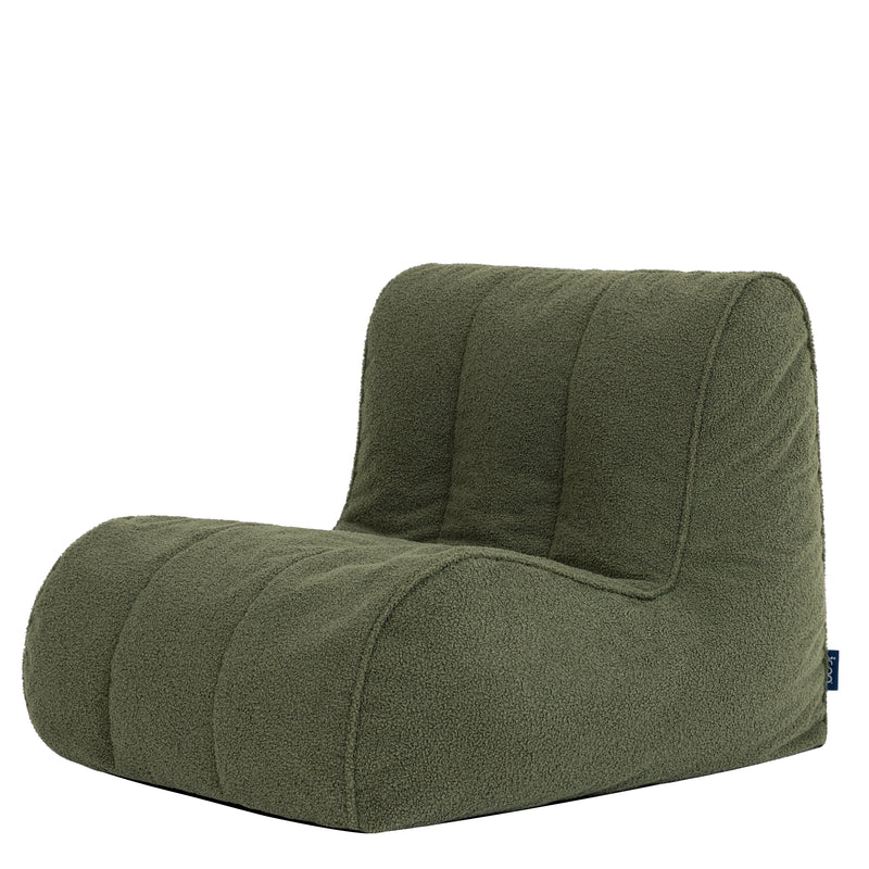 Swoop Bouclé Accent Chair Bean Bag - Olive Green