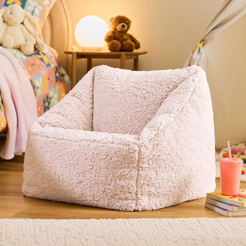 Kids Natalia Teddy Fleece Armchair - Pink