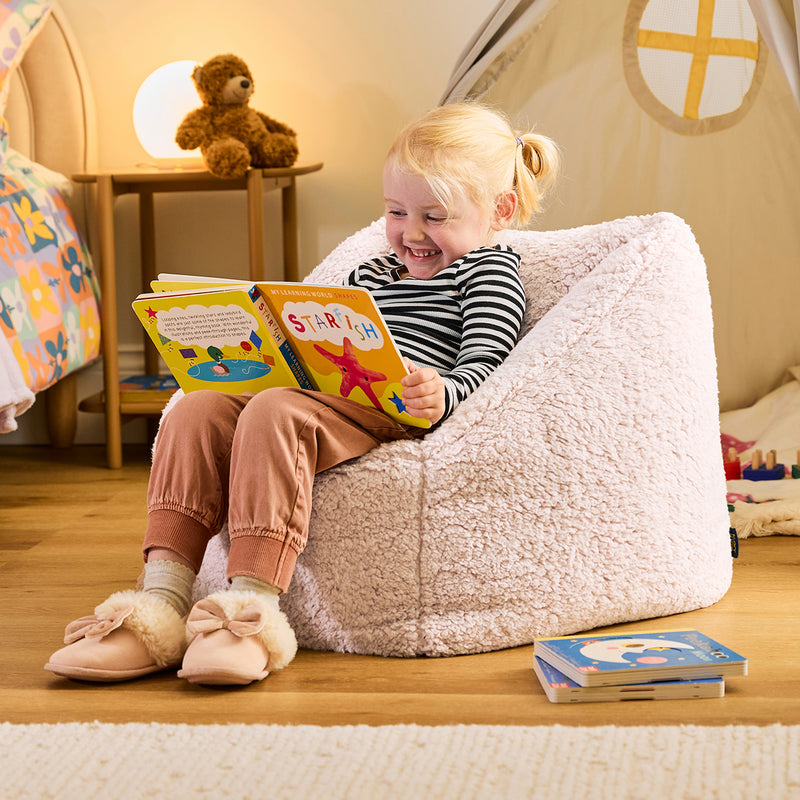 Kids Natalia Teddy Fleece Armchair - Pink
