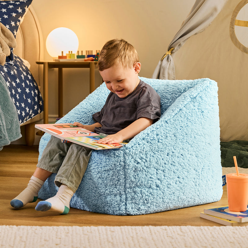 Kids Natalia Teddy Fleece Armchair Bean Bag - Frozen Blue