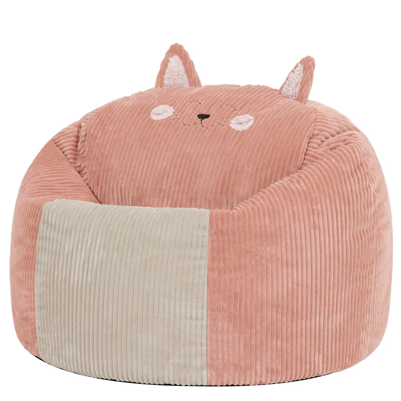 Kids Cleo Cat Cord Bean Bag Chair and Cushion - Dawn Pink