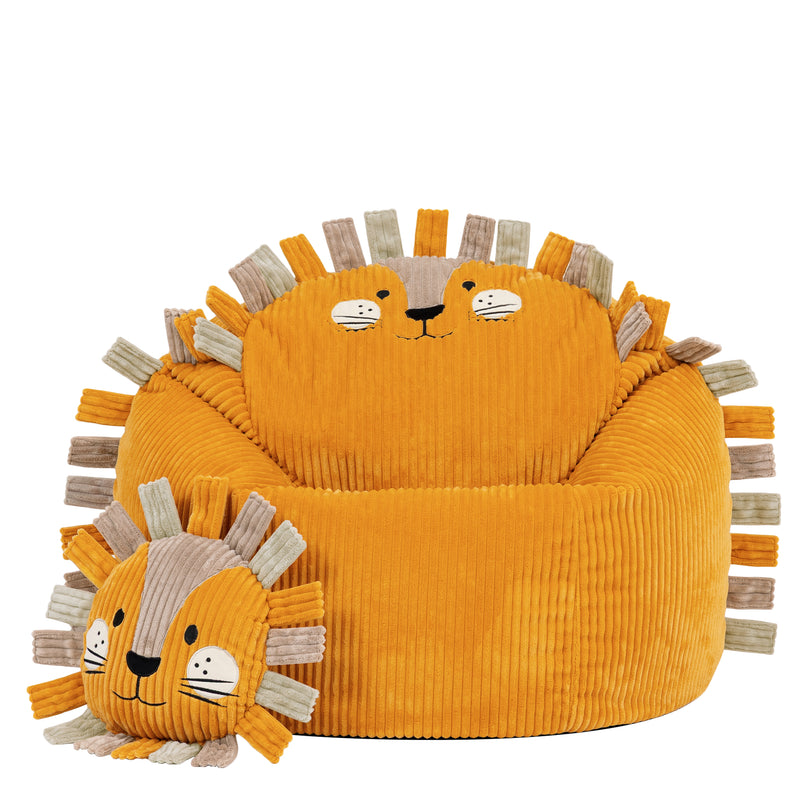 Kids Leon Lion Cord Bean Bag Chair and Cushion - Ochre
