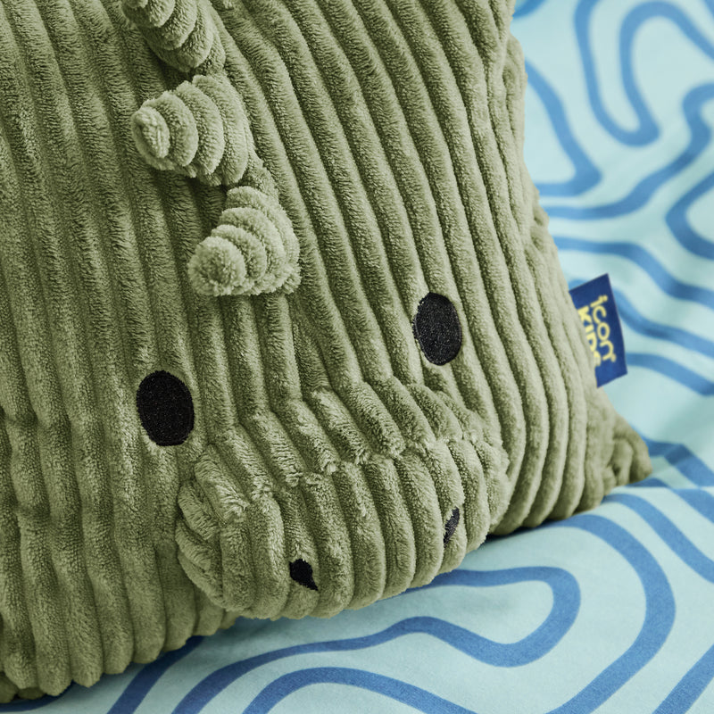 Kids Dexter Dinosaur Cord Cushion - Sage Green