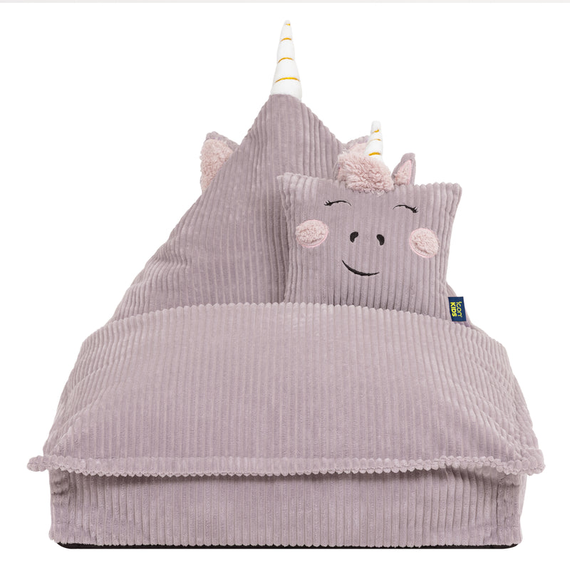 Kids Luna Unicorn Cord Lounger and Cushion - Lavender