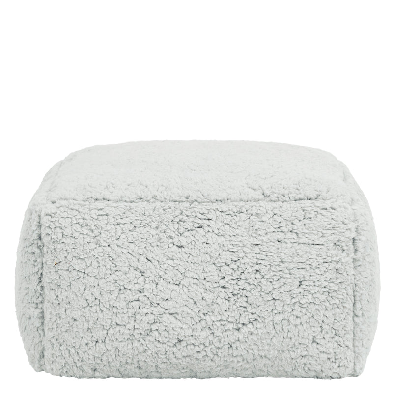 Mini Amara Teddy Fleece Square Footstool - Grey