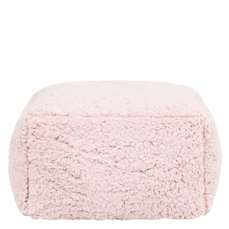 Mini Amara Teddy Fleece Square Footstool - Pink