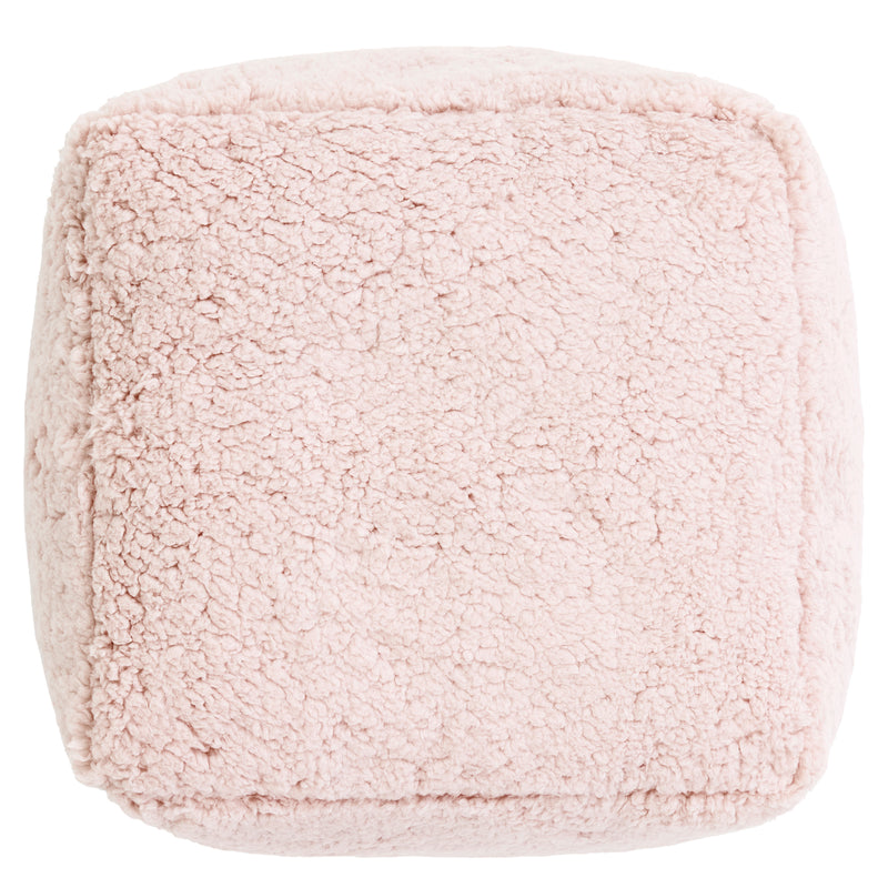 Mini Amara Teddy Fleece Square Footstool - Pink