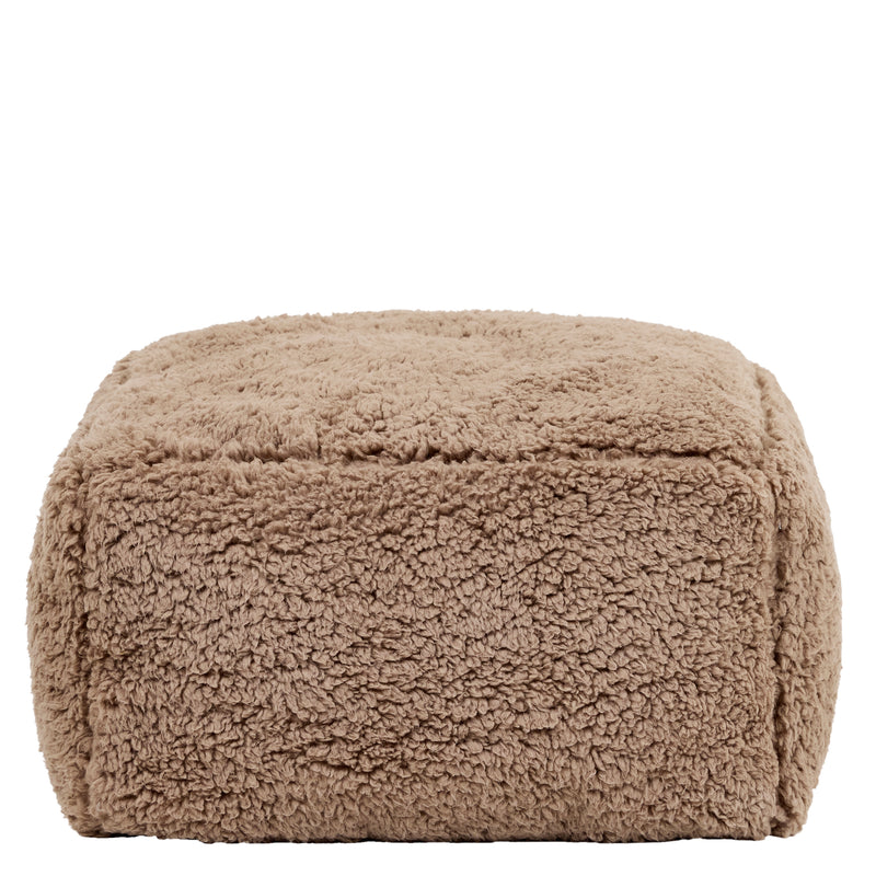 Mini Amara Teddy Fleece Square Footstool - Mocha Brown