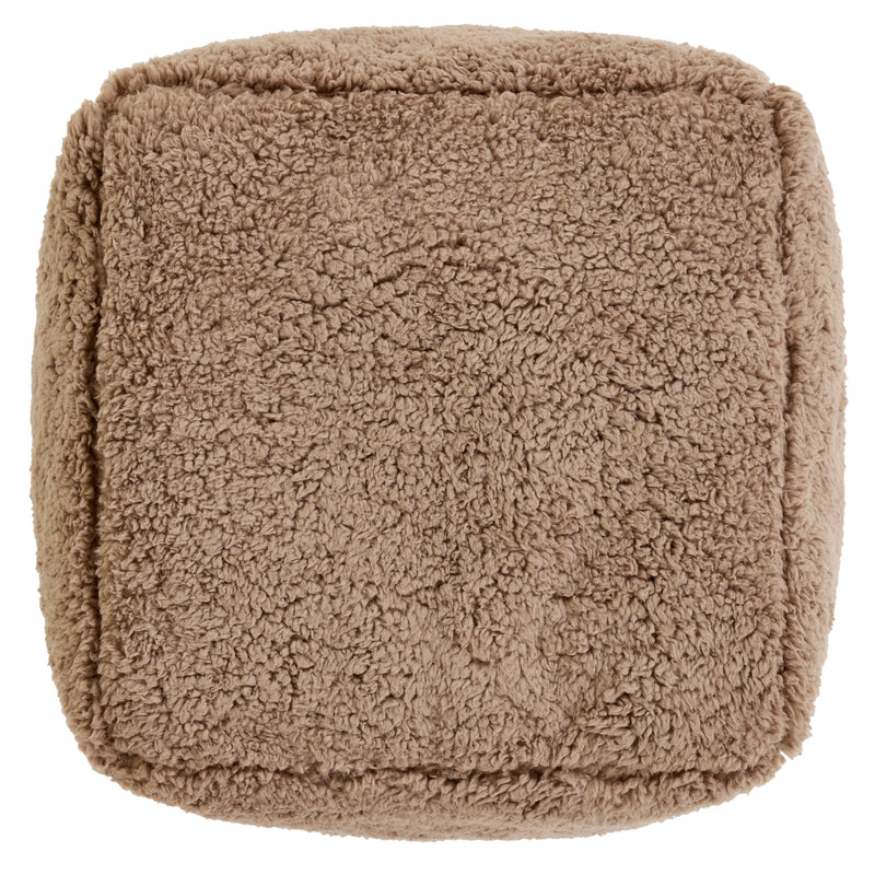Mini Amara Teddy Fleece Square Footstool - Mocha Brown