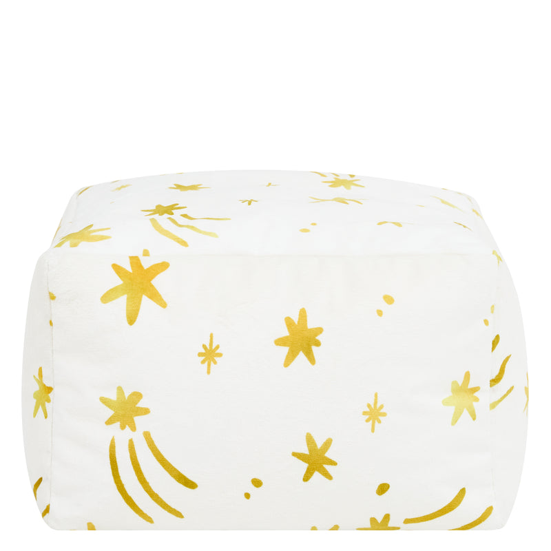 Mini Amara Star Brushed Velvet Square Footstool - Cream