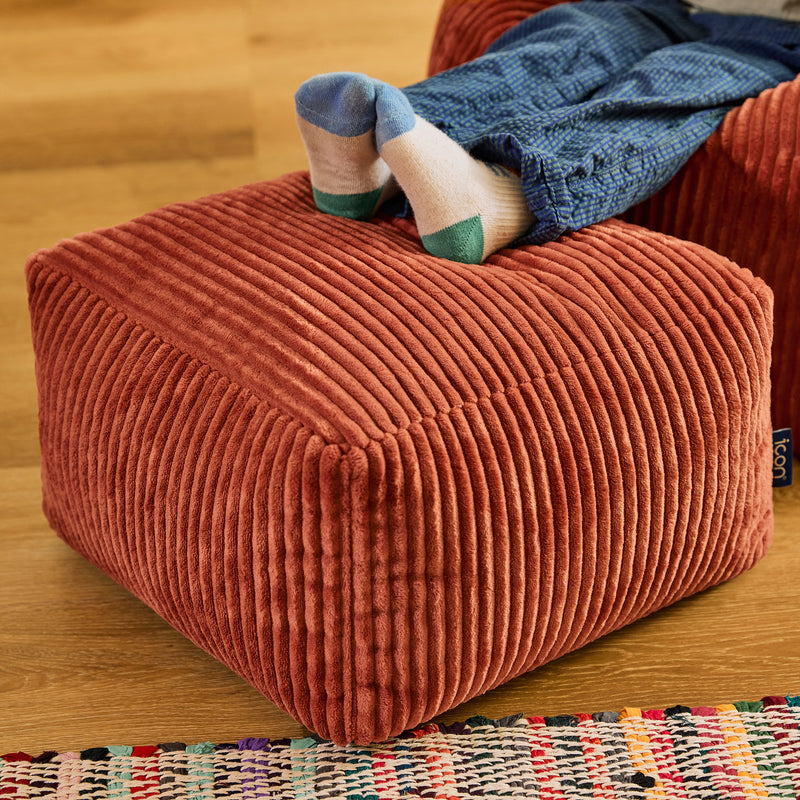 Mini Amara Cord Square Footstool - Terracotta