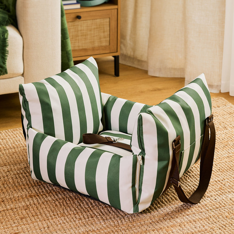 Pet Travel Bed - Small - Stripe Green