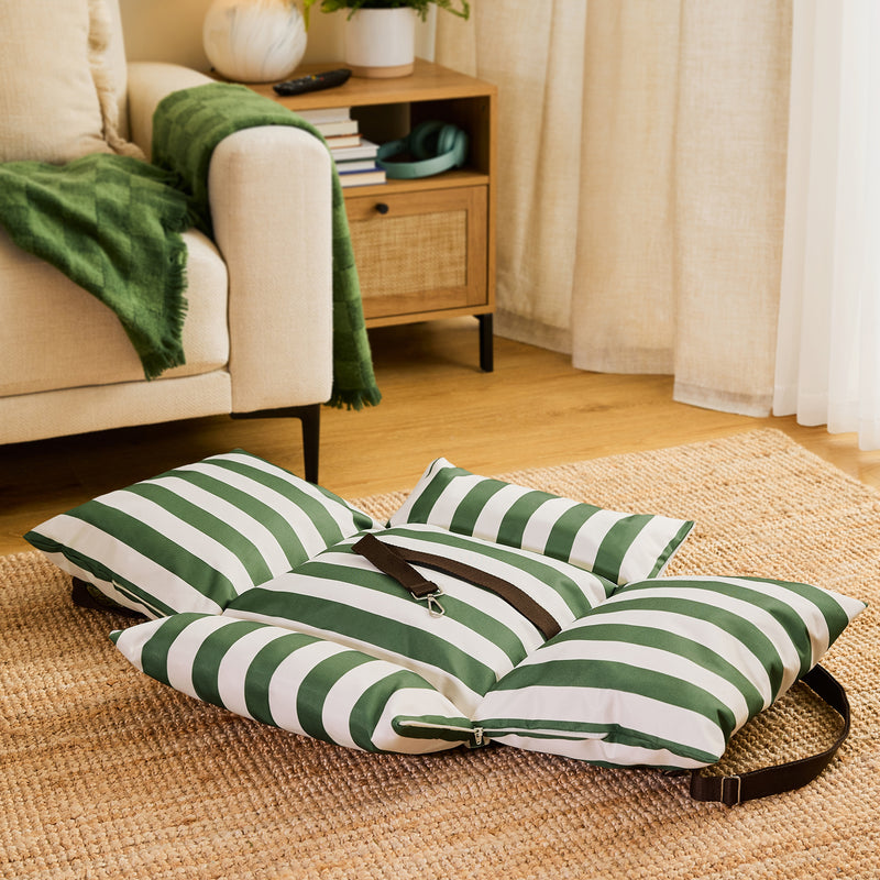 Pet Travel Bed - Small - Stripe Green