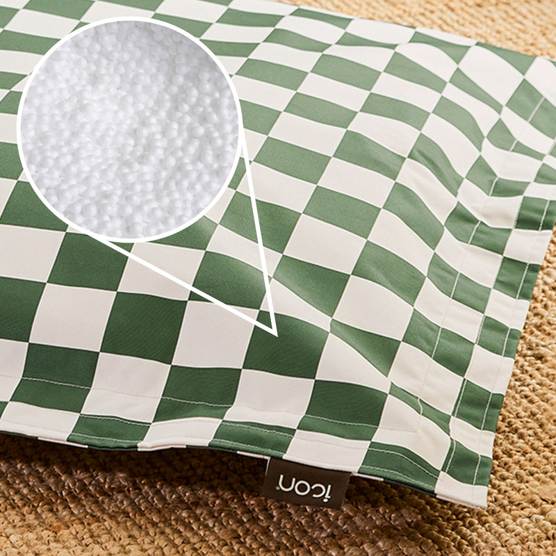 Pet Floor Cushion - Large - Checkerboard Stripe Sage Green