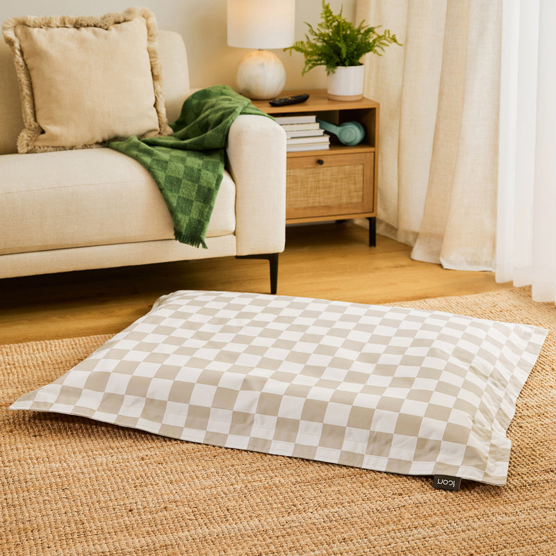 Pet Floor Cushion - Large - Checkerboard Stripe Natural