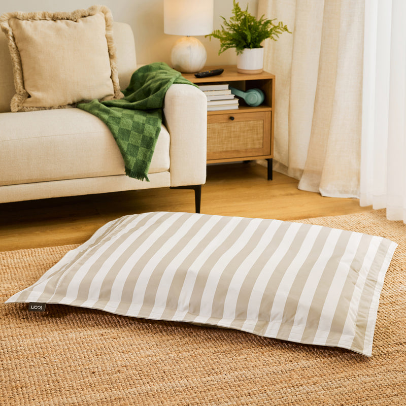 Pet Floor Cushion - Large - Checkerboard Stripe Natural