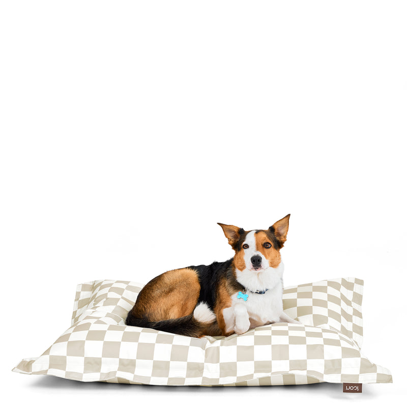 Pet Floor Cushion - Large - Checkerboard Stripe Natural