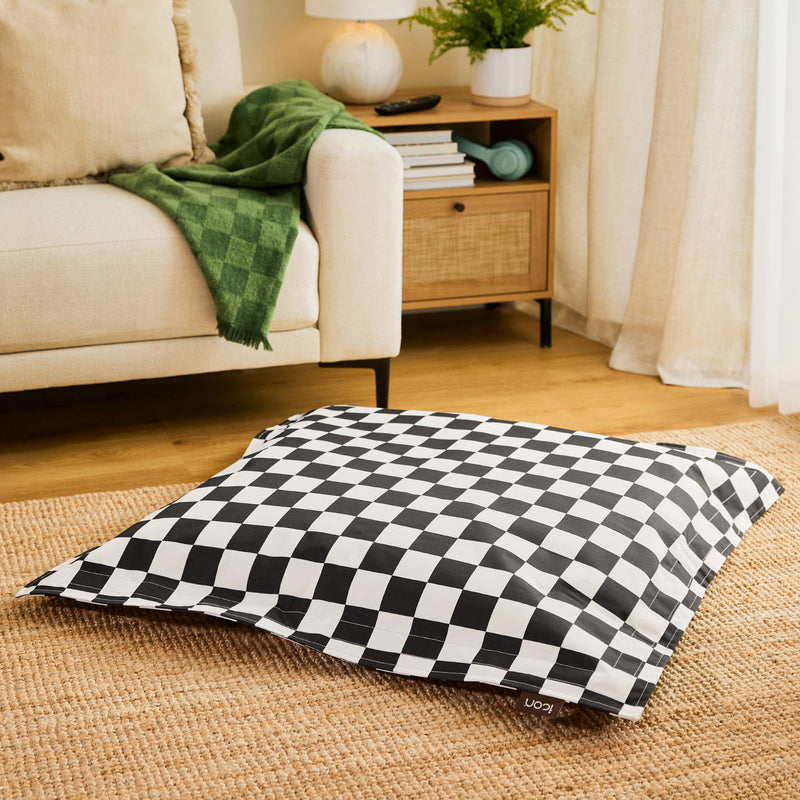 Pet Floor Cushion - Medium - Checkerboard Mono