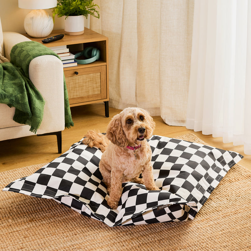Pet Floor Cushion - Medium - Checkerboard Mono