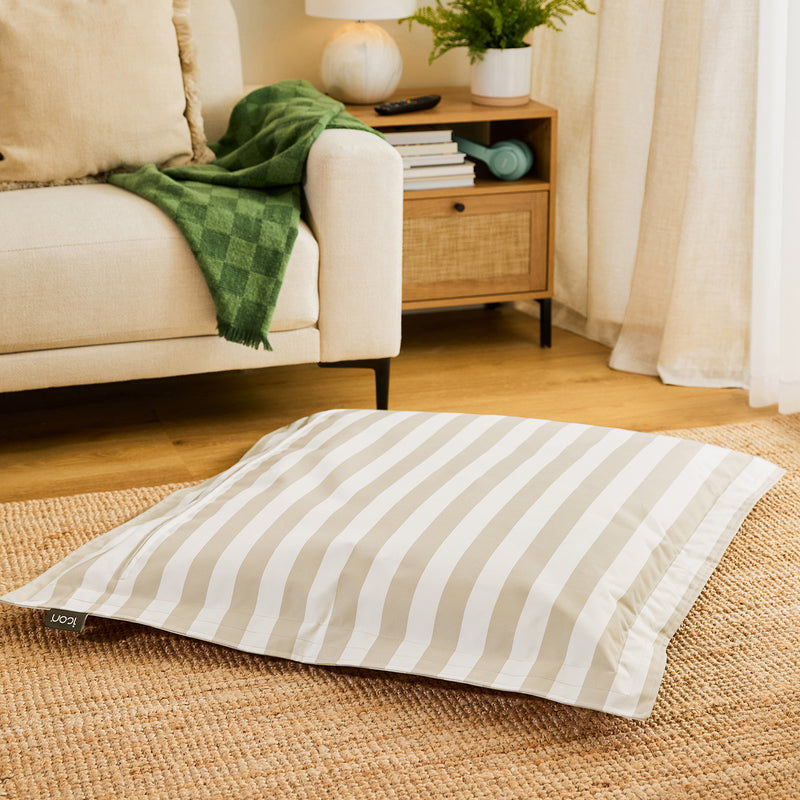 Pet Floor Cushion - Medium - Checkerboard Stripe Natural
