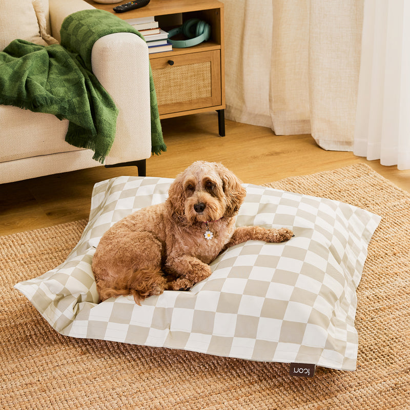 Pet Floor Cushion - Medium - Checkerboard Stripe Natural