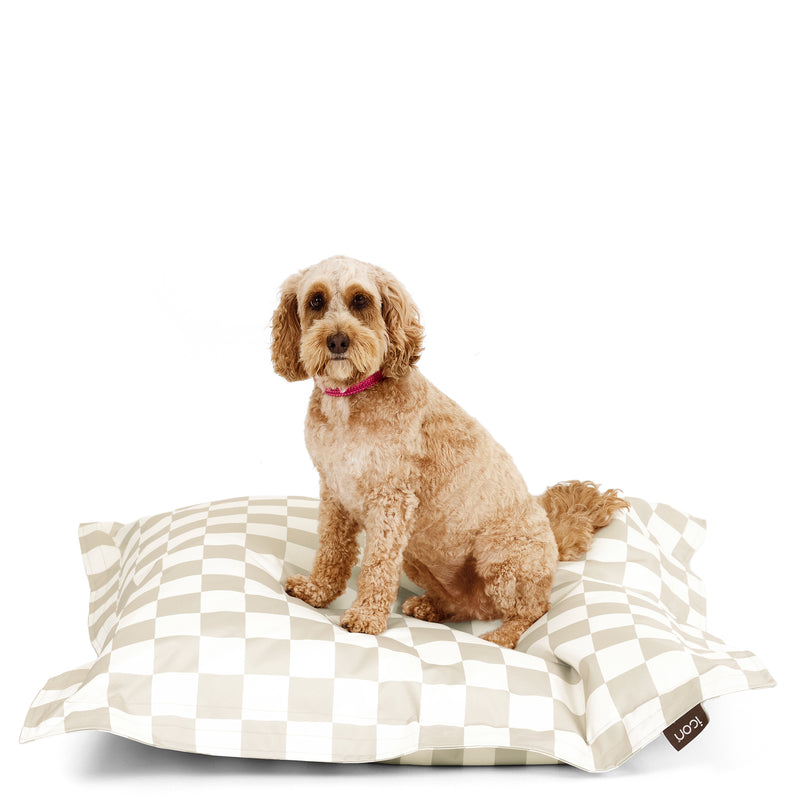 Pet Floor Cushion - Medium - Checkerboard Stripe Natural