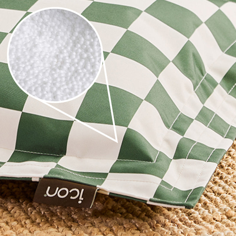 Pet Floor Cushion - Small - Checkerboard Stripe Sage Green