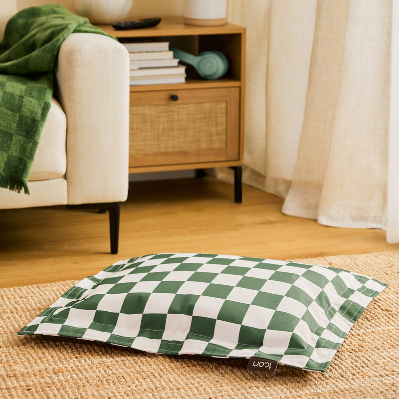 Pet Floor Cushion - Small - Checkerboard Stripe Sage Green