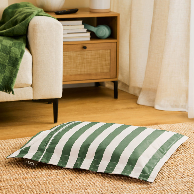 Pet Floor Cushion - Small - Checkerboard Stripe Sage Green