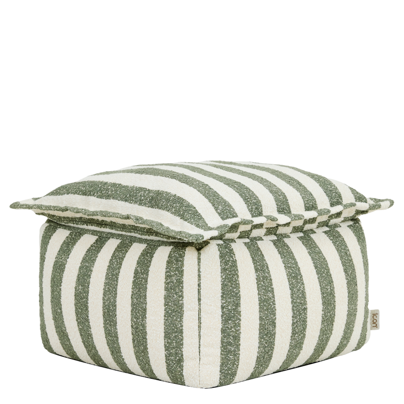 Sofia Stripe Bouclé Pillow Top Footstool - Olive Green