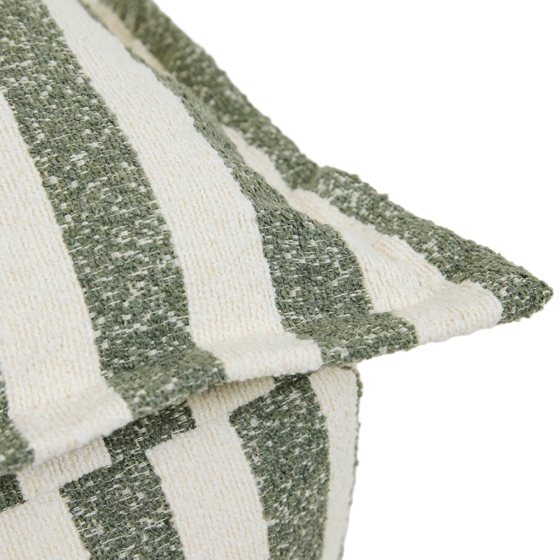 Sofia Stripe Bouclé Pillow Top Footstool - Olive Green