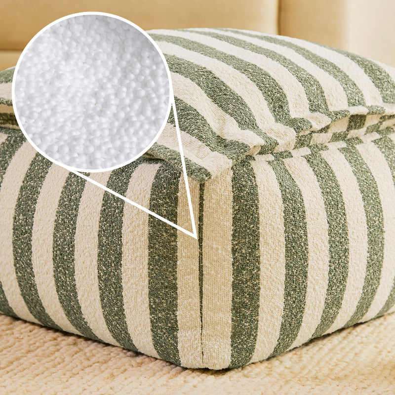 Sofia Stripe Bouclé Pillow Top Footstool - Olive Green