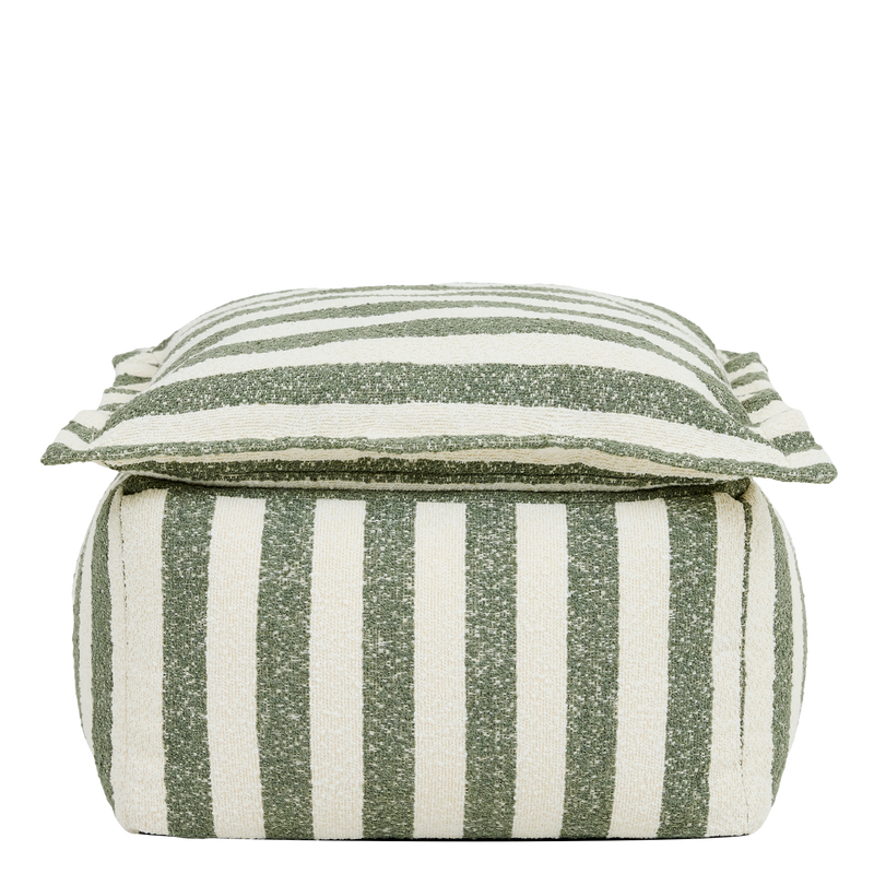 Sofia Stripe Bouclé Pillow Top Footstool - Olive Green