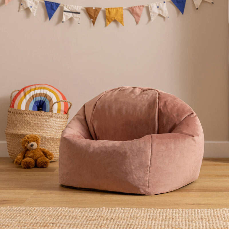 Kids Kingston Velvet Classic Bean Bag - Pink