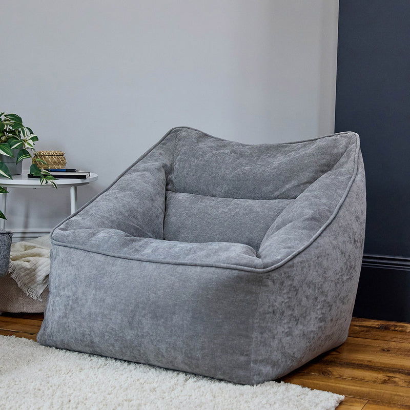 Natalia Chenille Armchair Bean Bag - Grey