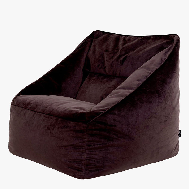 Natalia Velvet Armchair Bean Bag - Brown