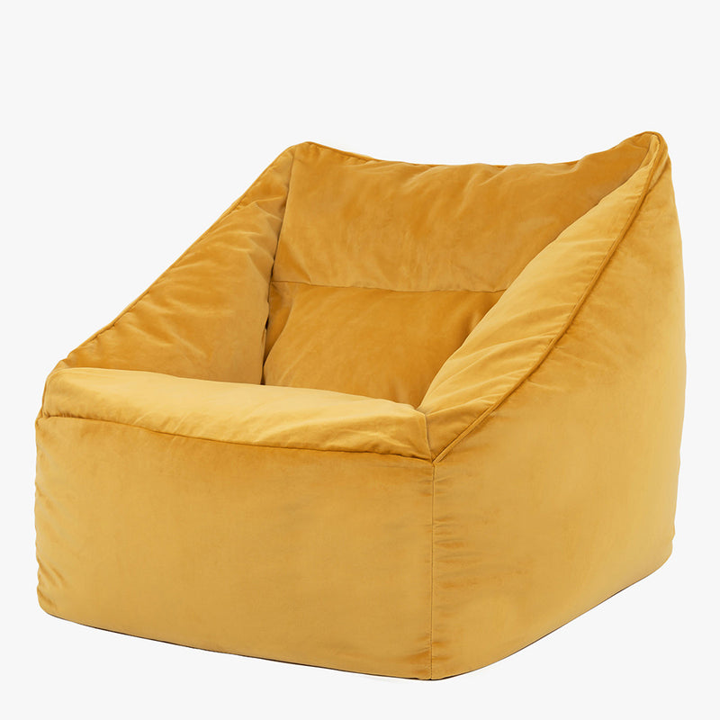 Natalia Velvet Armchair Bean Bag - Ochre Yellow