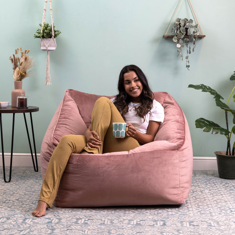 Natalia Velvet Armchair Bean Bag - Pink