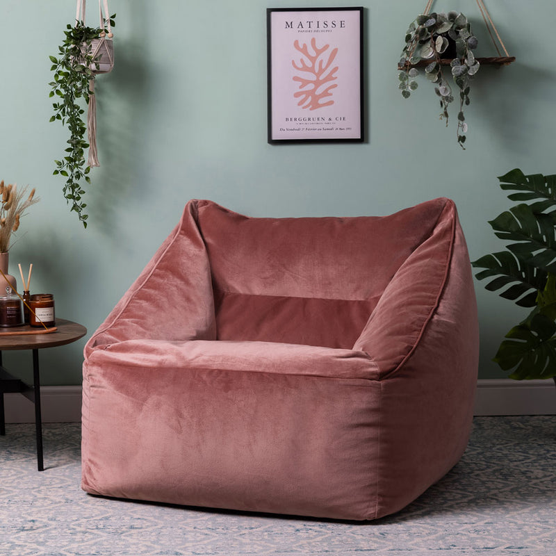 Natalia Velvet Armchair Bean Bag - Pink